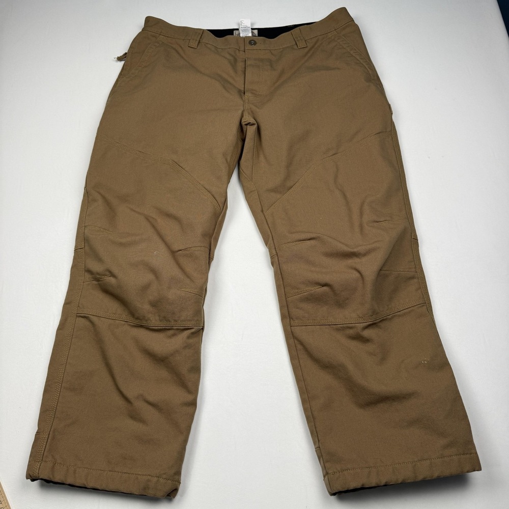 L.L.Bean Katahdin Iron Works Pants Mens 40x30 Brown Fleece Lined Cargo Workwear